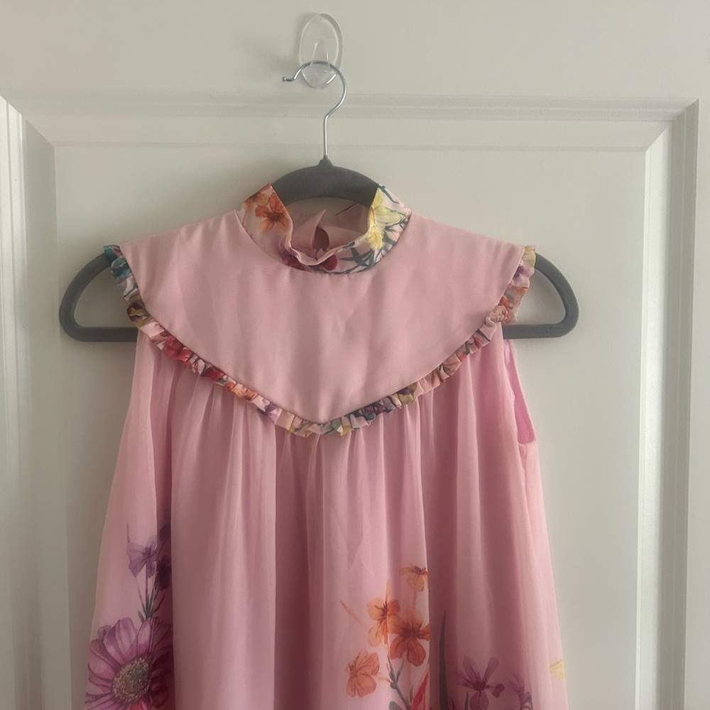 Floral Pink Kids Casual Dress - Picture 2 of 13